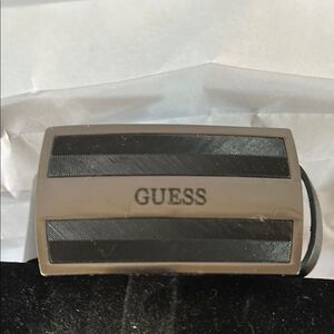 Guess Men's Black Leather Belt Size 30 Logo Buckle Stylish Casual Accessory